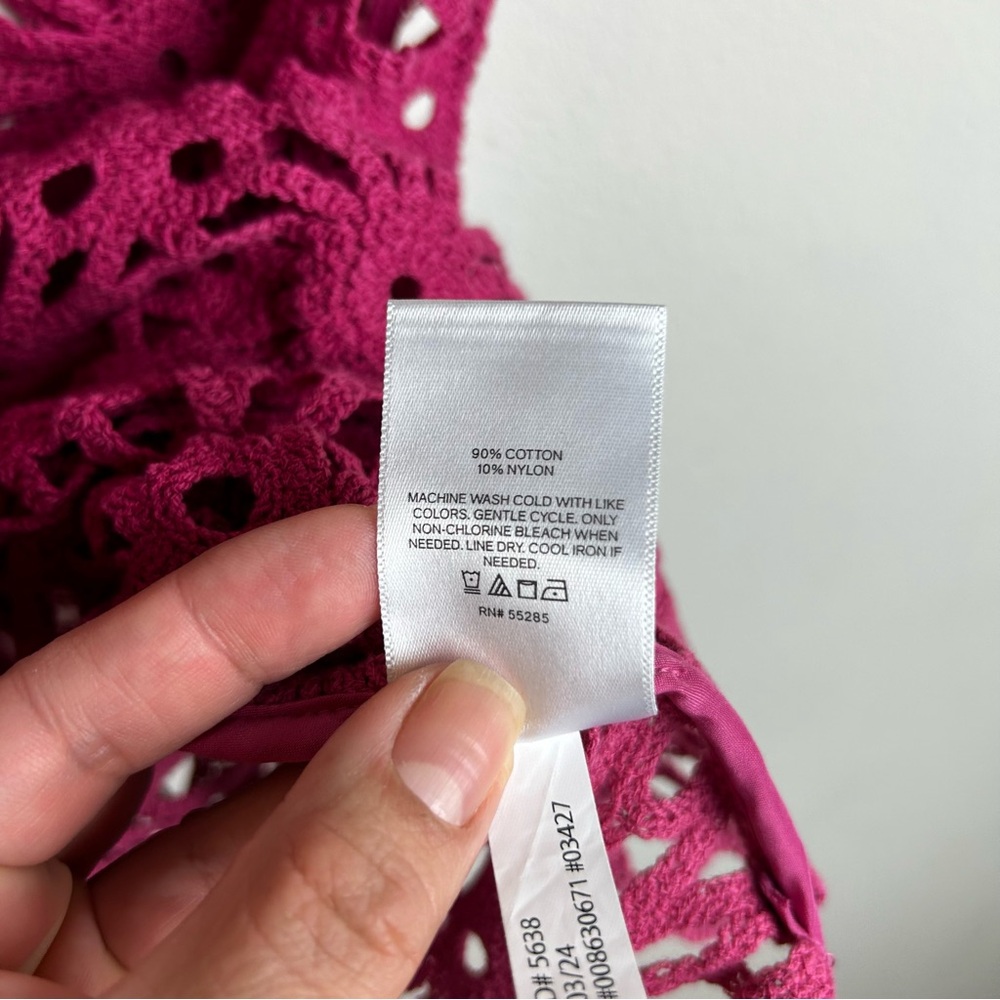 Express rose pink crochet crop tank floral size: L - Picture 8 of 10